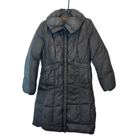Cole Haan Black Down Midi Puffer Coat Jacket Size Small - Picture 2 of 16